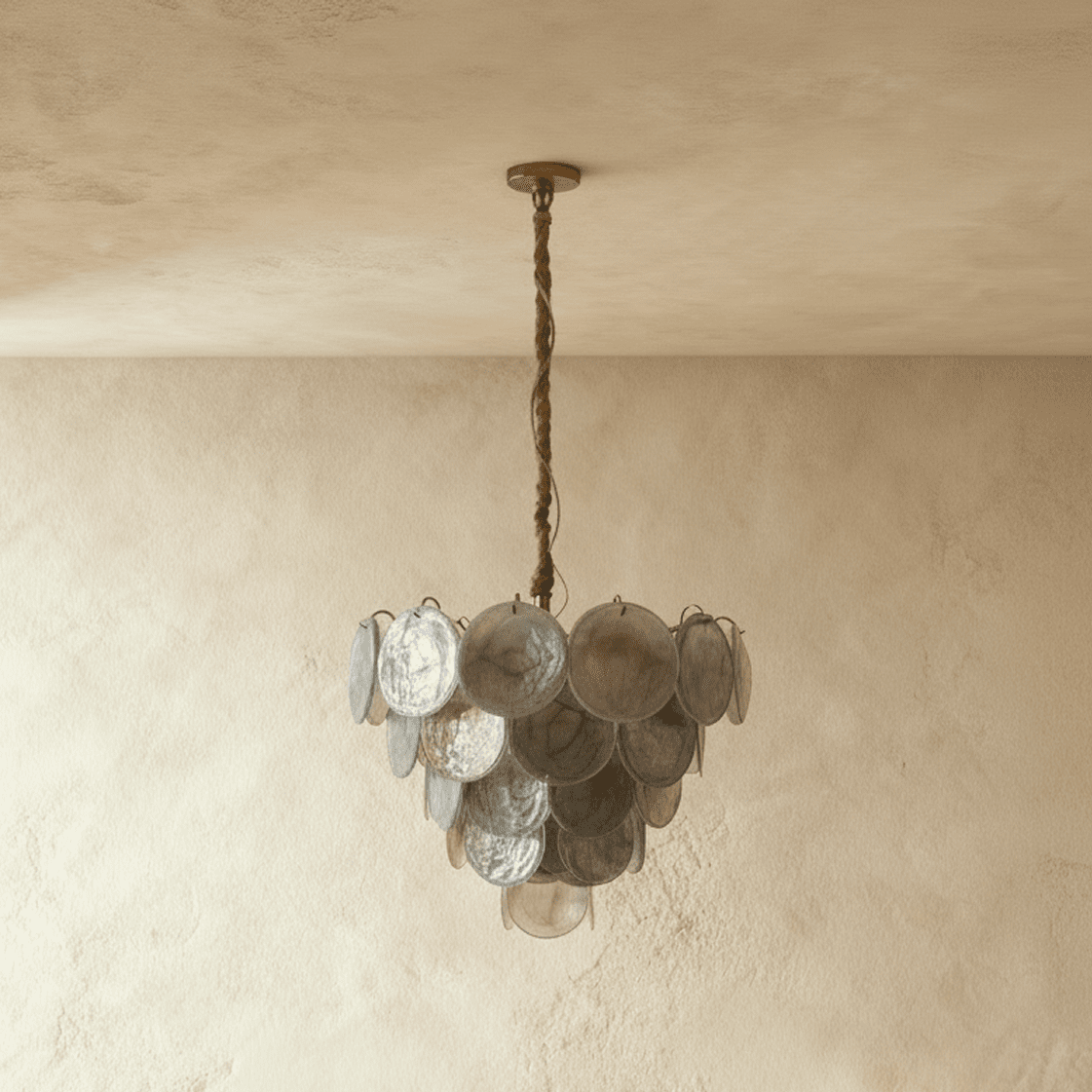 Emerald Cascade Glas Og Metal Lysekrone Med Iriserende Accenter