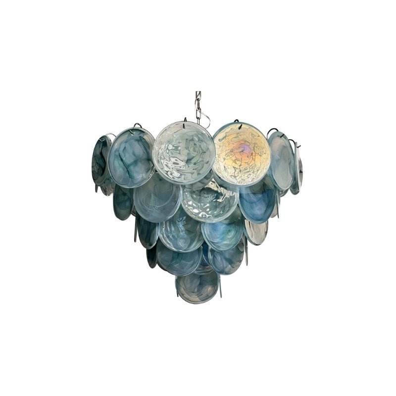 Emerald Cascade Glas Og Metal Lysekrone Med Iriserende Accenter