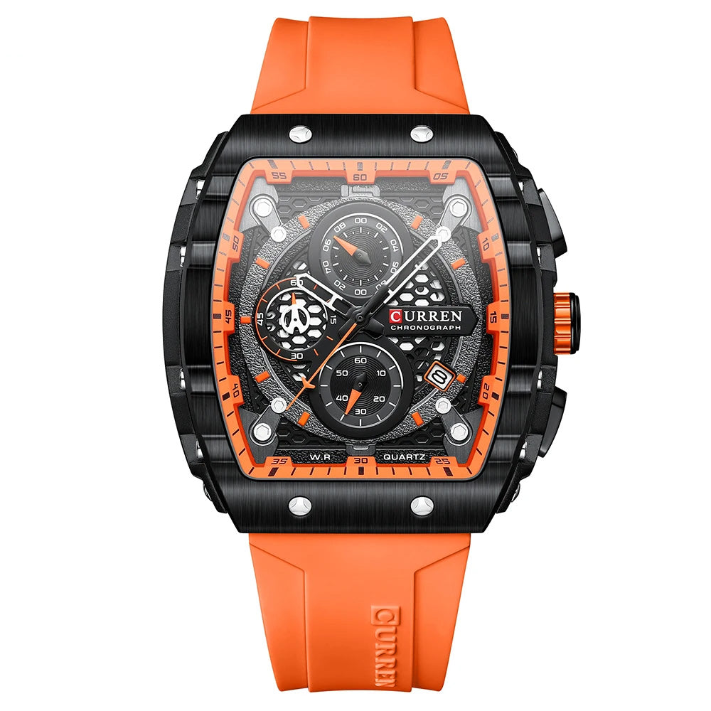 Relógio Cronógrafo Vareno, Data Automática, Bracelete de Silicone, 6 Cores