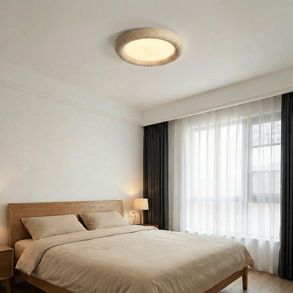 Yellow Travertine Flush Mount Ceiling Light for Modern Interiors