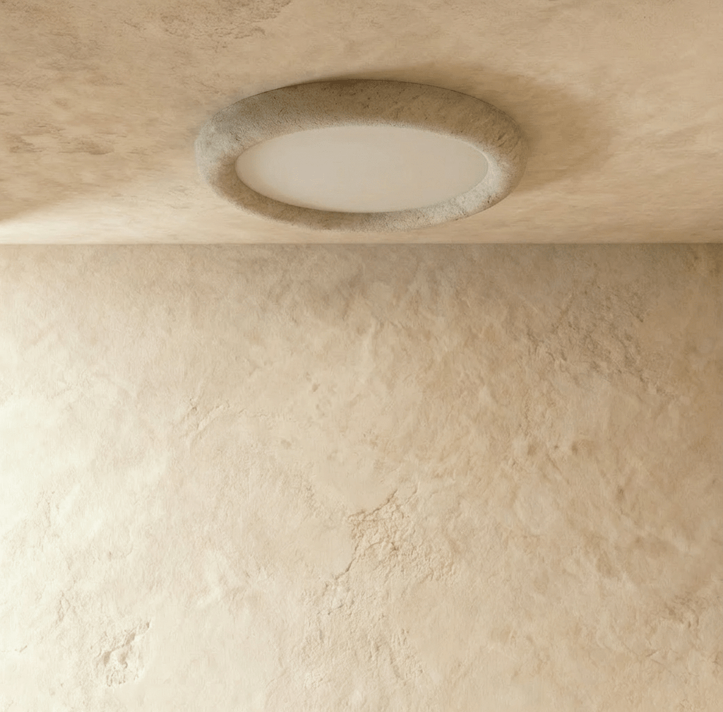 Yellow Travertine Flush Mount Ceiling Light for Modern Interiors