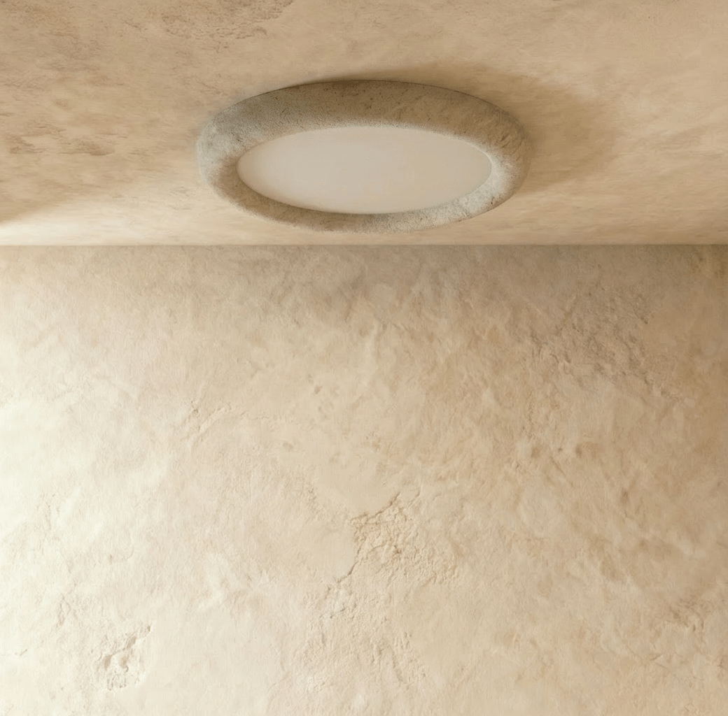 Yellow Travertine Flush Mount Ceiling Light for Modern Interiors