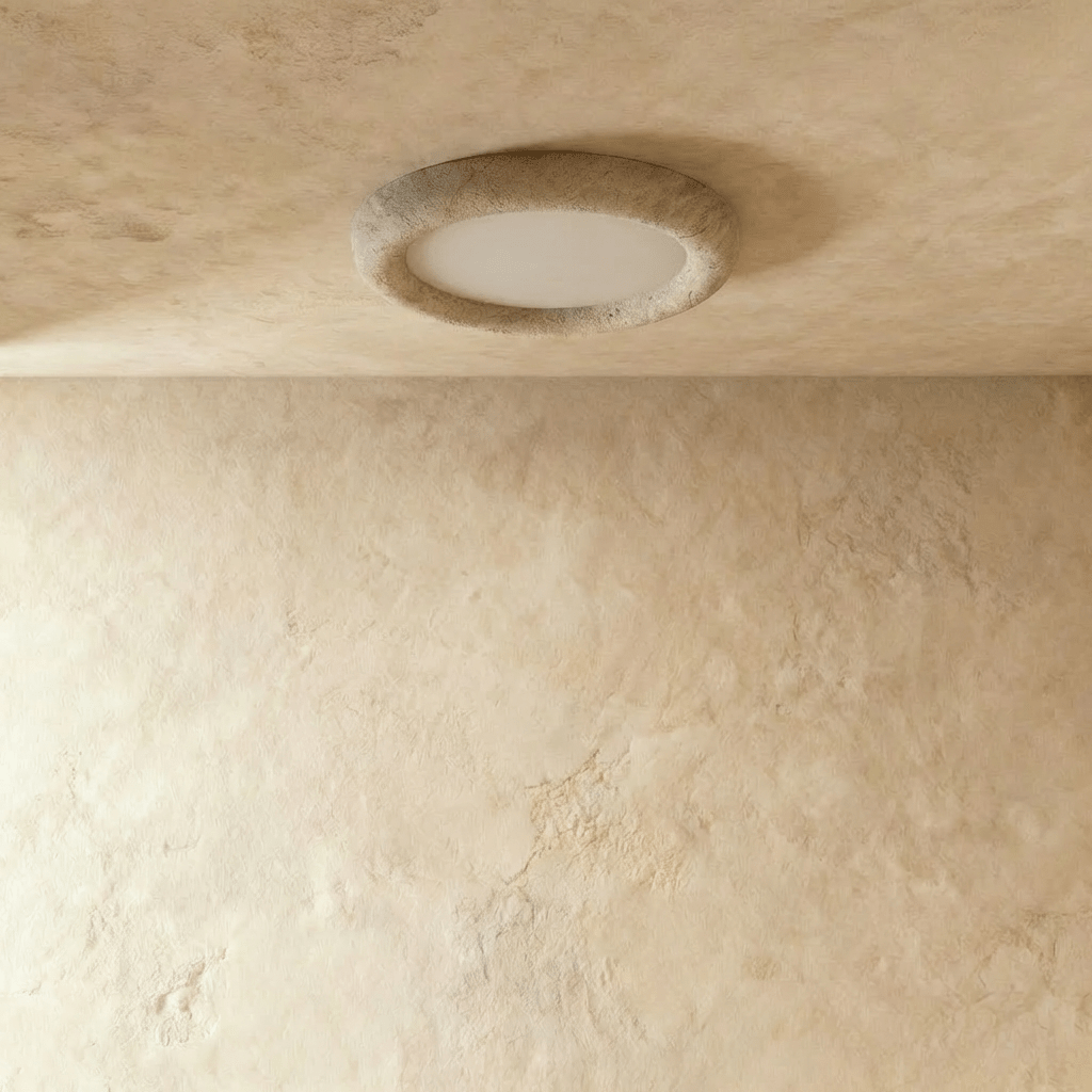 Yellow Travertine Flush Mount Ceiling Light for Modern Interiors