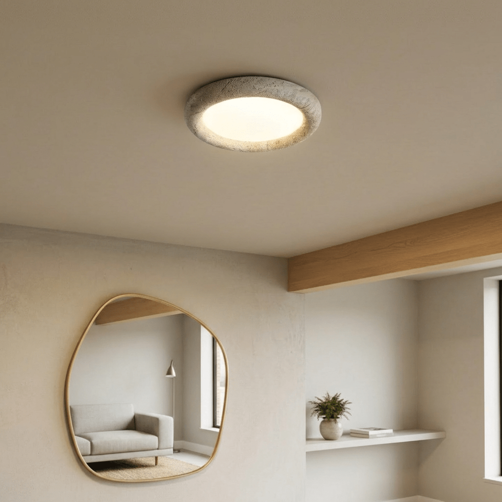 Yellow Travertine Flush Mount Ceiling Light for Modern Interiors