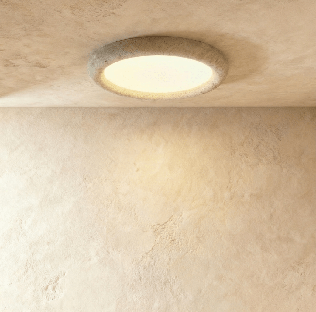 Yellow Travertine Flush Mount Ceiling Light for Modern Interiors