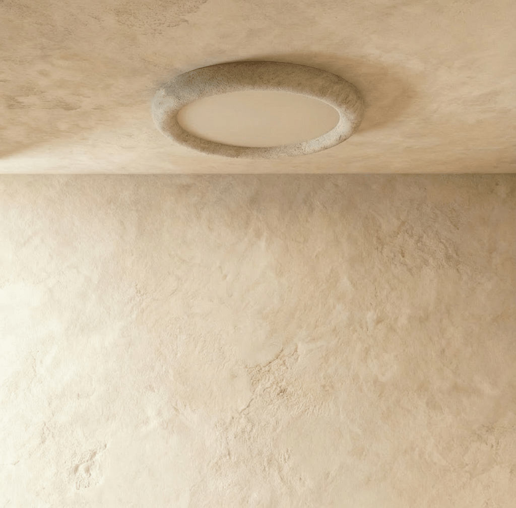 Yellow Travertine Flush Mount Ceiling Light for Modern Interiors