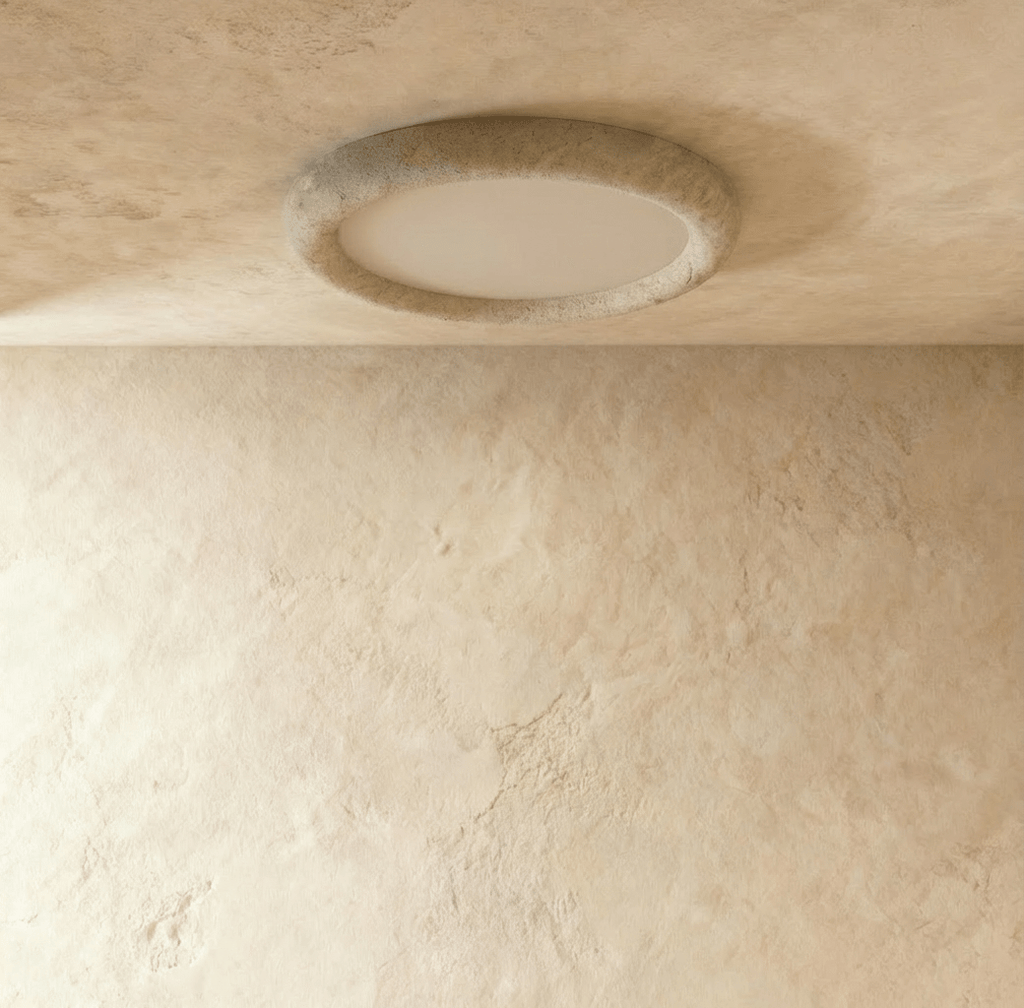 Yellow Travertine Flush Mount Ceiling Light for Modern Interiors