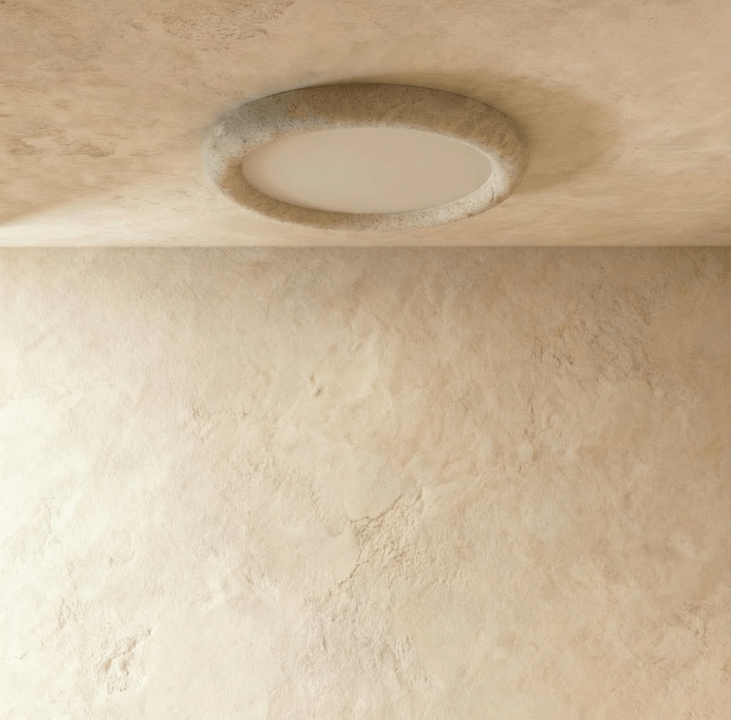 Yellow Travertine Flush Mount Ceiling Light for Modern Interiors