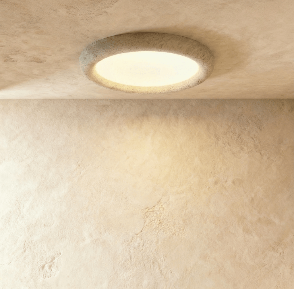 Yellow Travertine Flush Mount Ceiling Light for Modern Interiors