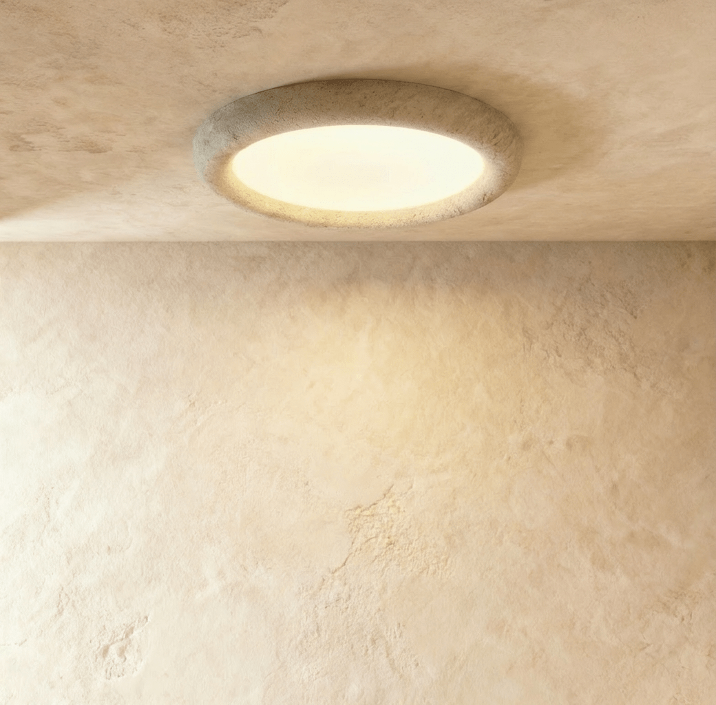 Yellow Travertine Flush Mount Ceiling Light for Modern Interiors