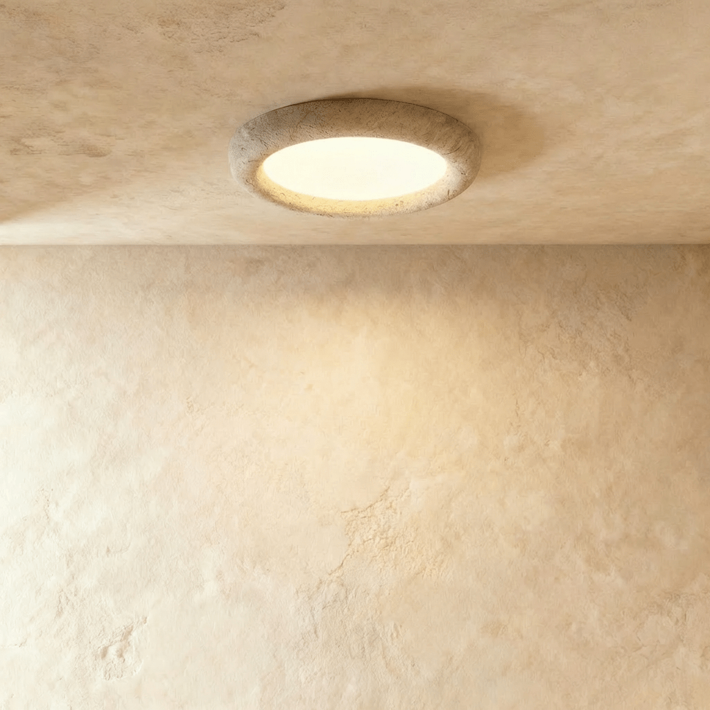 Yellow Travertine Flush Mount Ceiling Light for Modern Interiors
