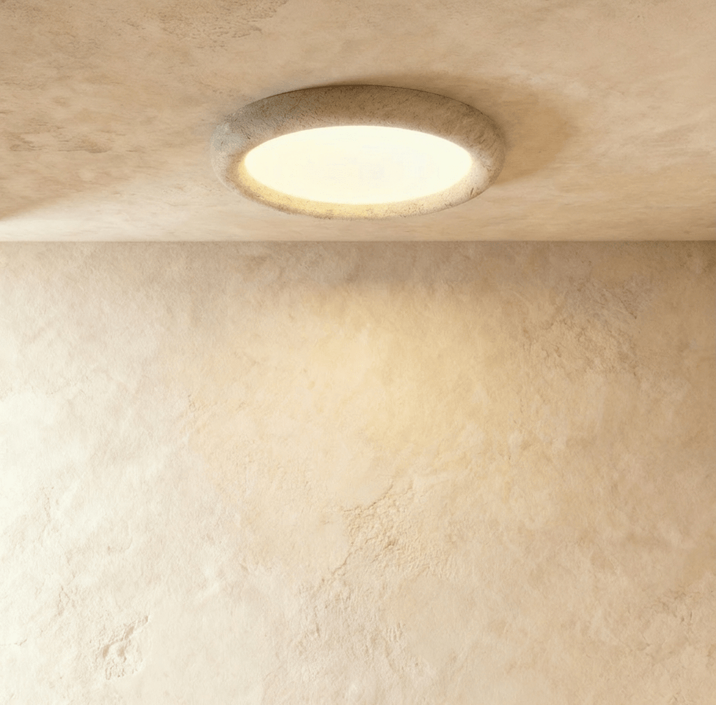 Yellow Travertine Flush Mount Ceiling Light for Modern Interiors