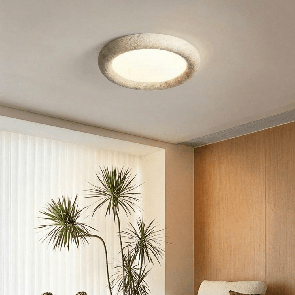 Yellow Travertine Flush Mount Ceiling Light for Modern Interiors