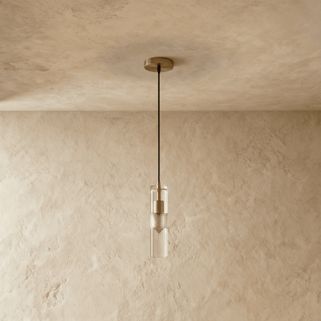 Aura Crystal Cylinder Pendant Light With Iron And Brass Construction