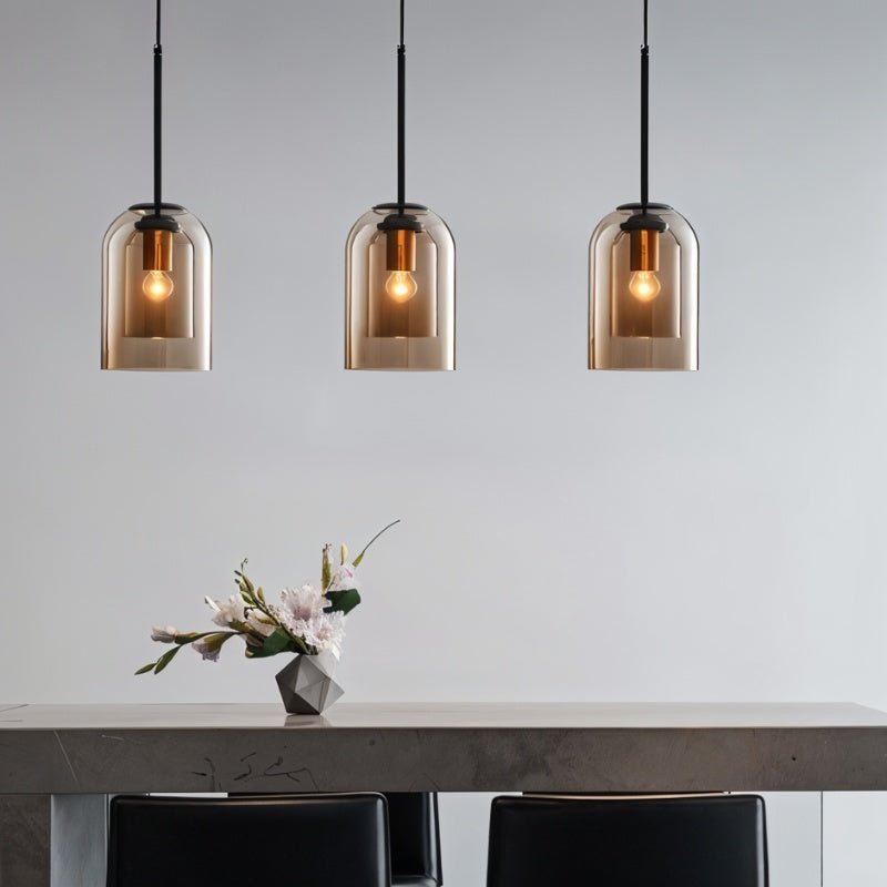 BrassEdge Double Glass Pendant Light With Adjustable Cable