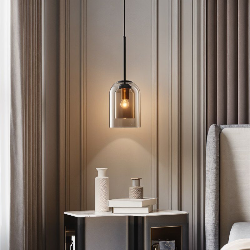 BrassEdge Double Glass Pendant Light With Adjustable Cable