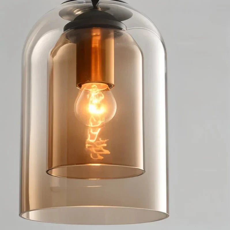 BrassEdge Double Glass Pendant Light With Adjustable Cable