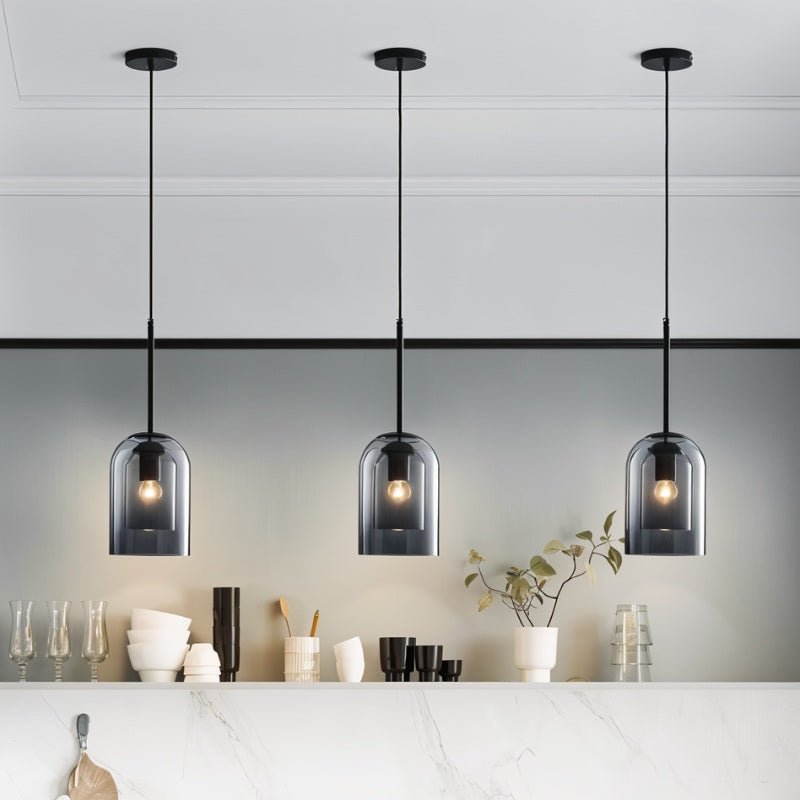 BrassEdge Double Glass Pendant Light With Adjustable Cable