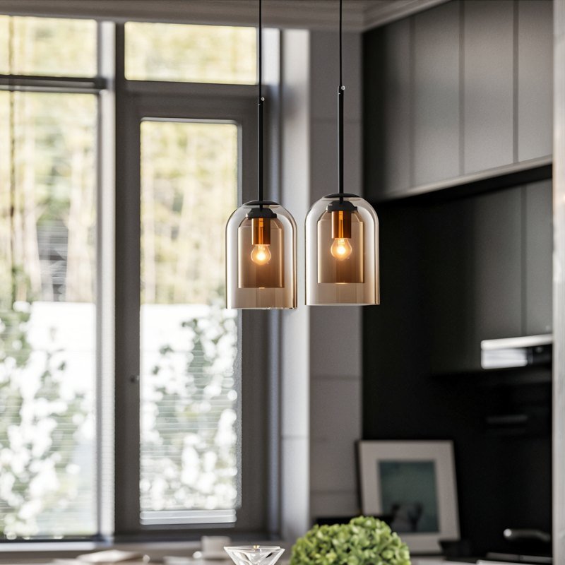 BrassEdge Double Glass Pendant Light With Adjustable Cable
