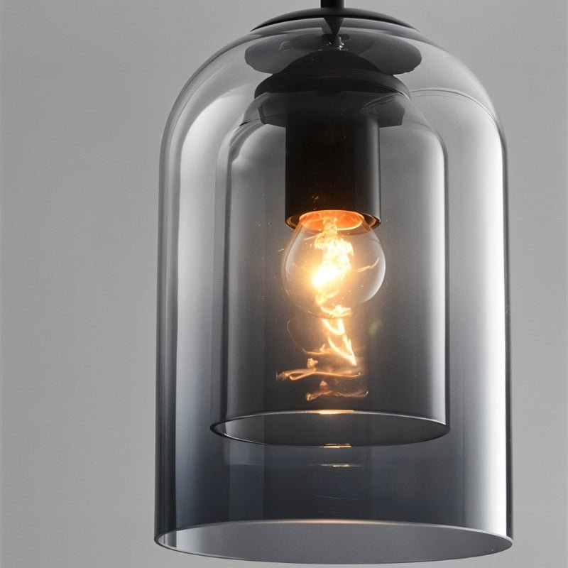 BrassEdge Double Glass Pendant Light With Adjustable Cable