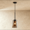 BrassEdge Double Glass Pendant Light With Adjustable Cable