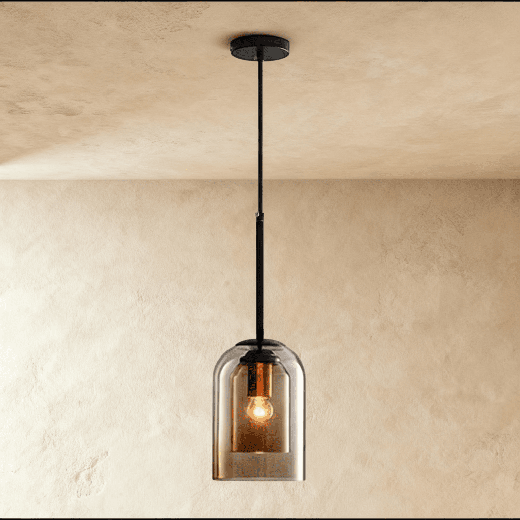 BrassEdge Double Glass Pendant Light With Adjustable Cable