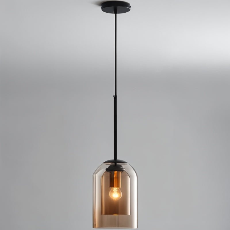 BrassEdge Double Glass Pendant Light With Adjustable Cable