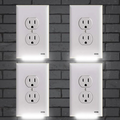 Kryty zásuvek s automatickým senzorem a LED nočním světlem, balení po 4 kusech