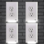 Kryty zásuvek s automatickým senzorem a LED nočním světlem, balení po 4 kusech