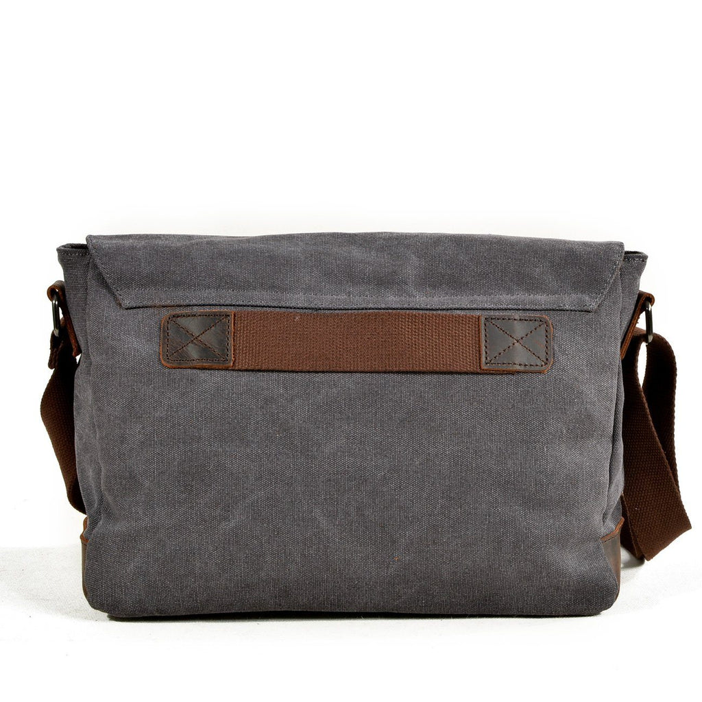 Waxed Canvas Crossbody Sling Bag With Leather Trim, Vintage Style