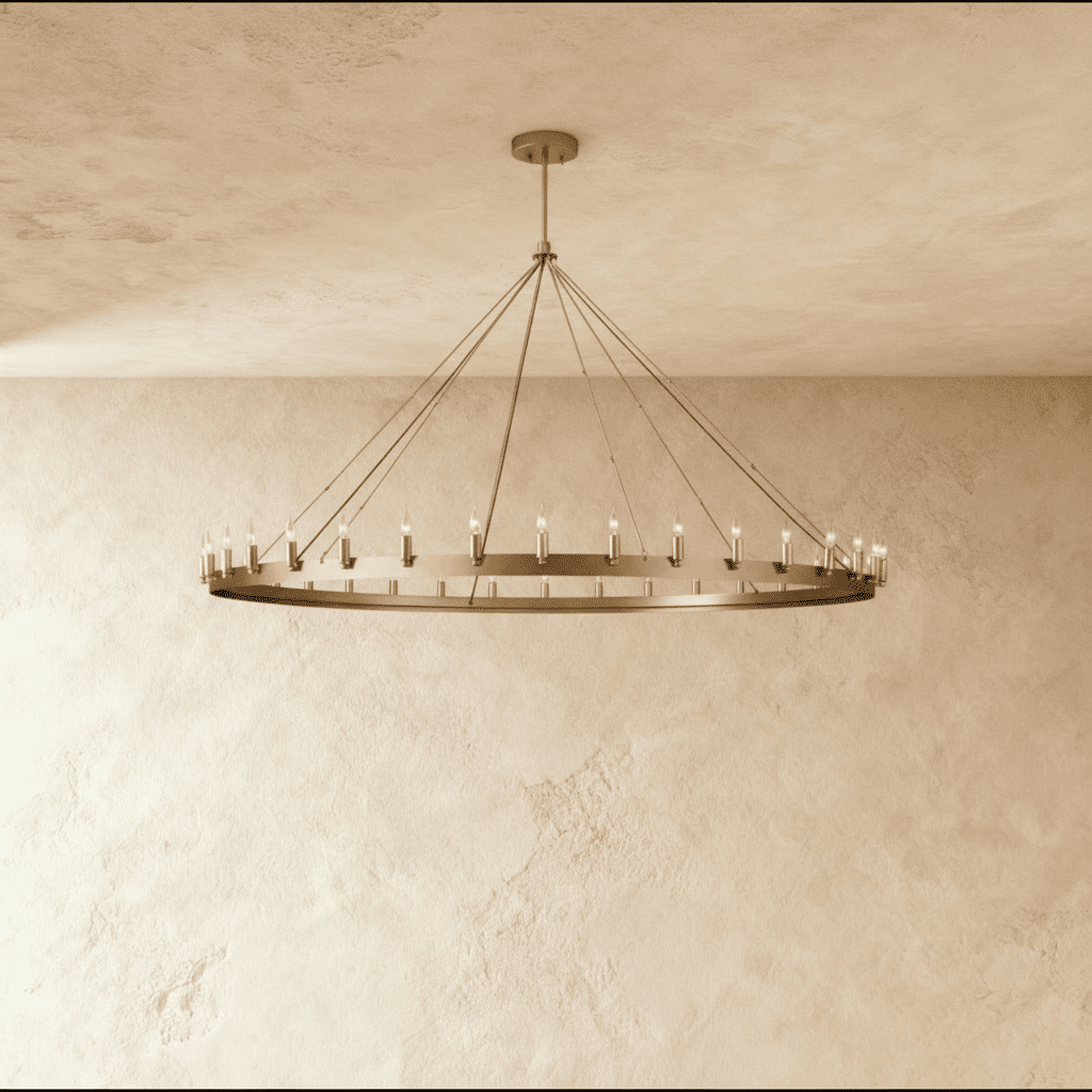 Rustic Industrial Filament Chandelier Featuring Iron Frame