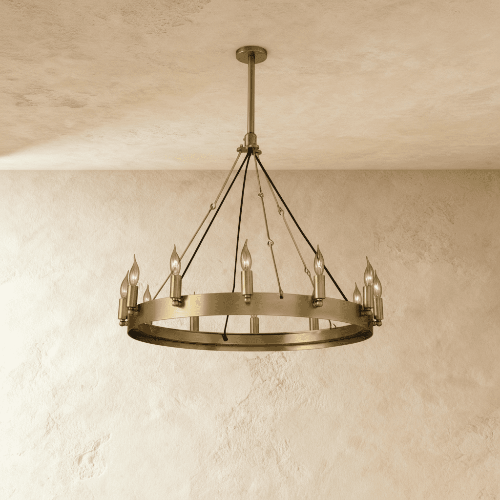 Rustic Industrial Filament Chandelier Featuring Iron Frame