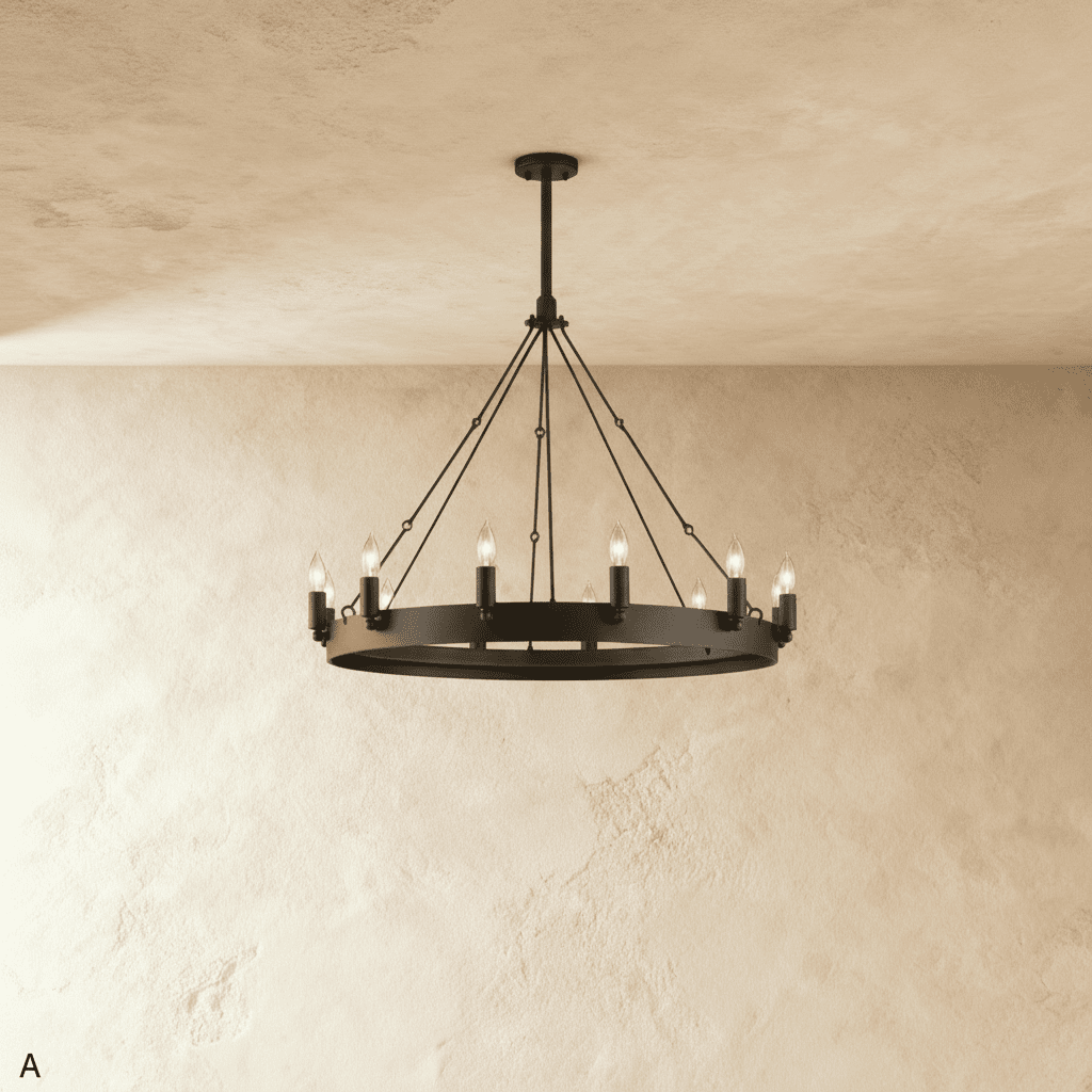 Rustic Industrial Filament Chandelier Featuring Iron Frame