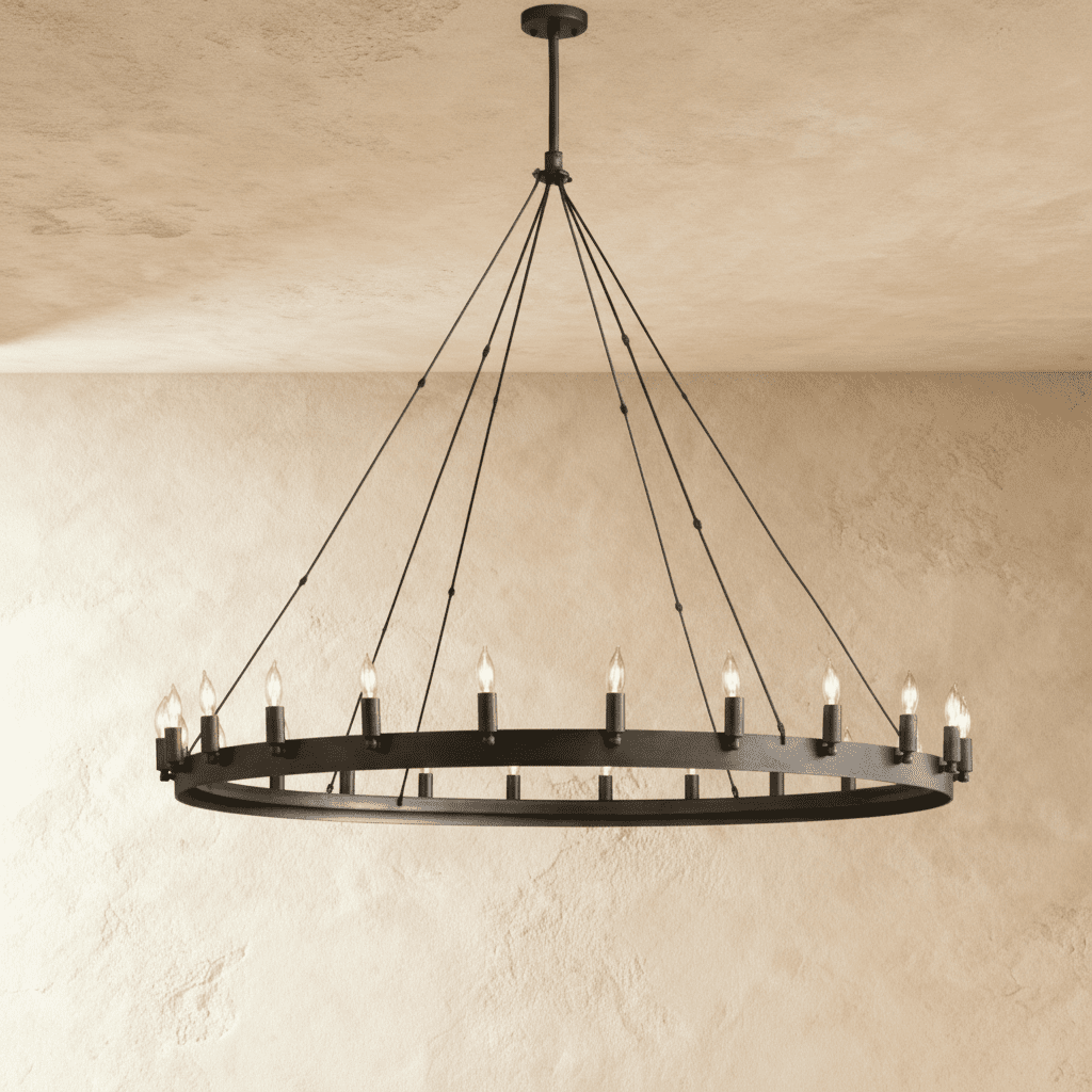 Rustic Industrial Filament Chandelier Featuring Iron Frame