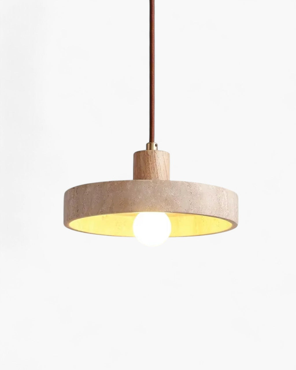 Pendellampe Nolare med travertinfinish i stenlook, loftslampe til køkkenet