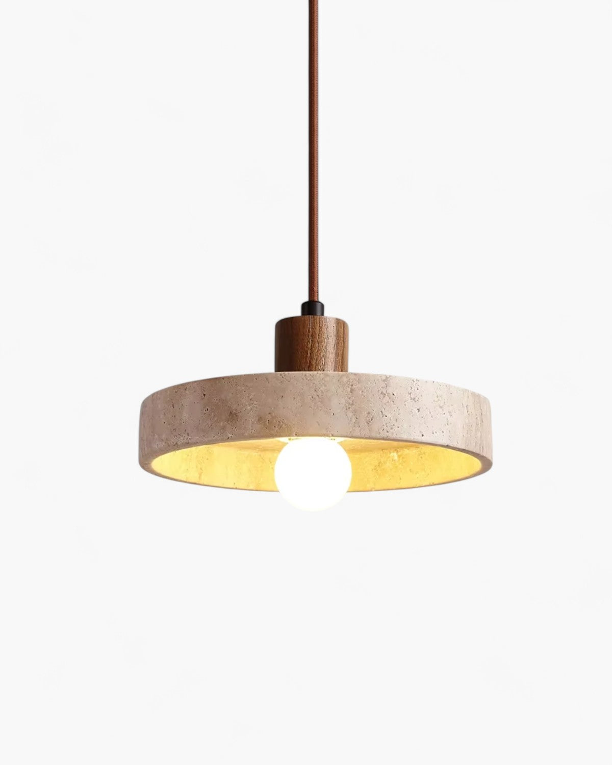 Pendellampe Nolare med travertinfinish i stenlook, loftslampe til køkkenet