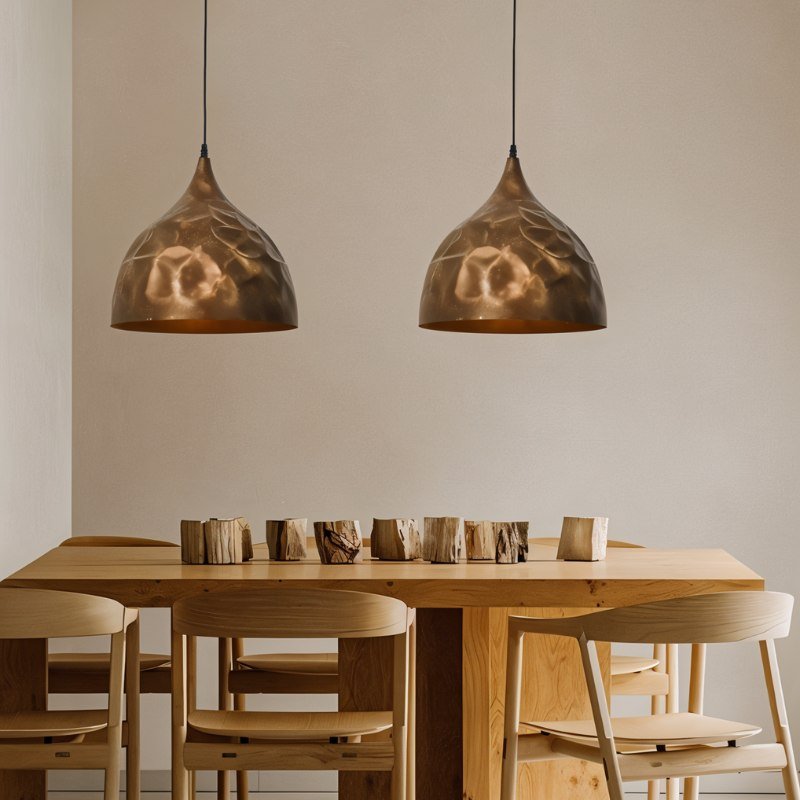 Rustic Industrial Bell Pendant Light With Warm Metal Finish For Living Rooms