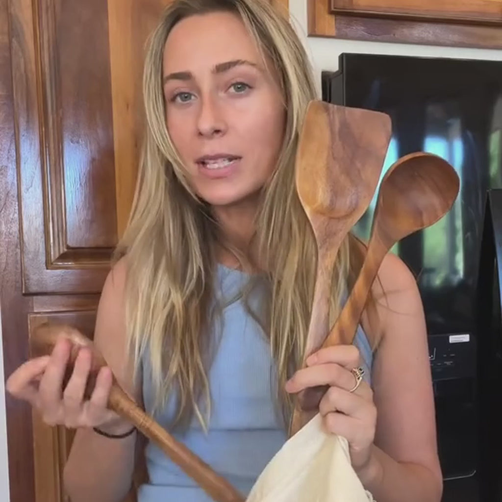 Ensemble d’ustensiles de cuisine en bois naturel ForestCraft pour cuisiniers amateurs