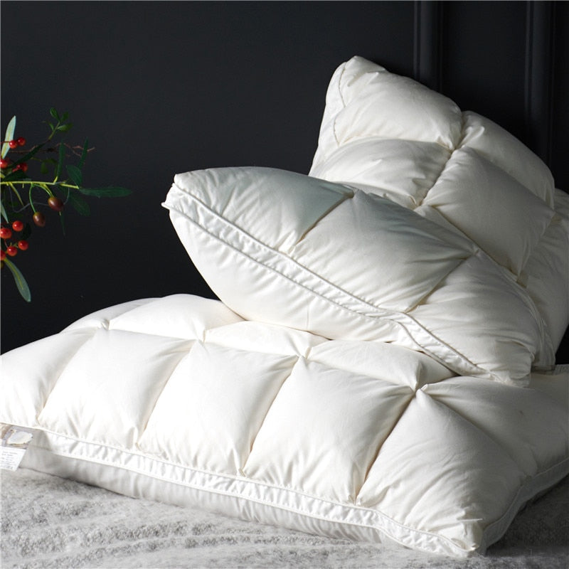 LumaNest Goose Down Pillows, Natural Cotton Cover, Set of Two