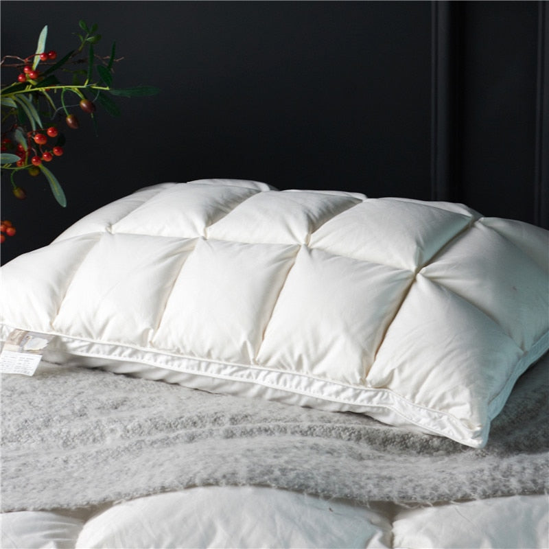 LumaNest Goose Down Pillows, Natural Cotton Cover, Set of Two