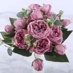 Set di 9 peonie di seta, steli artificiali da 12 pollici in dodici colori