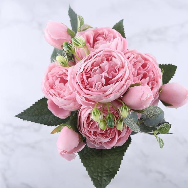 Set di 9 peonie di seta, steli artificiali da 12 pollici in dodici colori