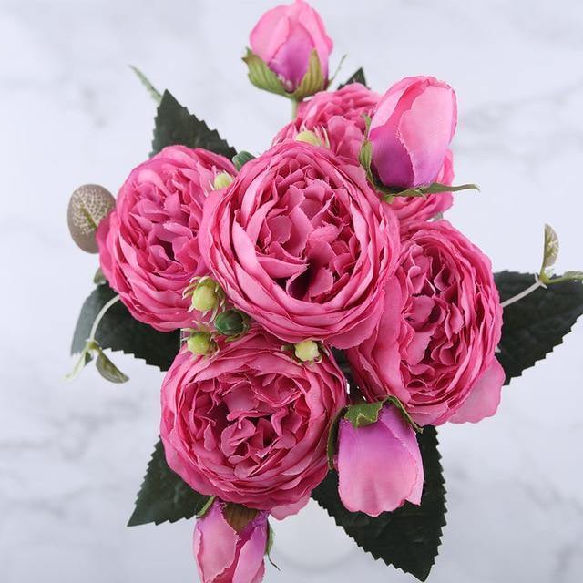 Set di 9 peonie di seta, steli artificiali da 12 pollici in dodici colori
