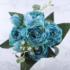 Set di 9 peonie di seta, steli artificiali da 12 pollici in dodici colori