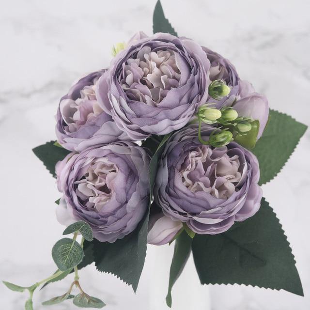 Set di 9 peonie di seta, steli artificiali da 12 pollici in dodici colori