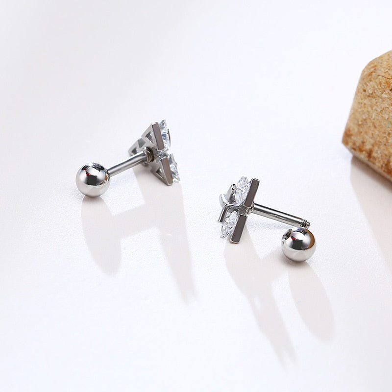 Geometric Triangle Studs, Luminia 925 Silver Earrings For Daily Wear