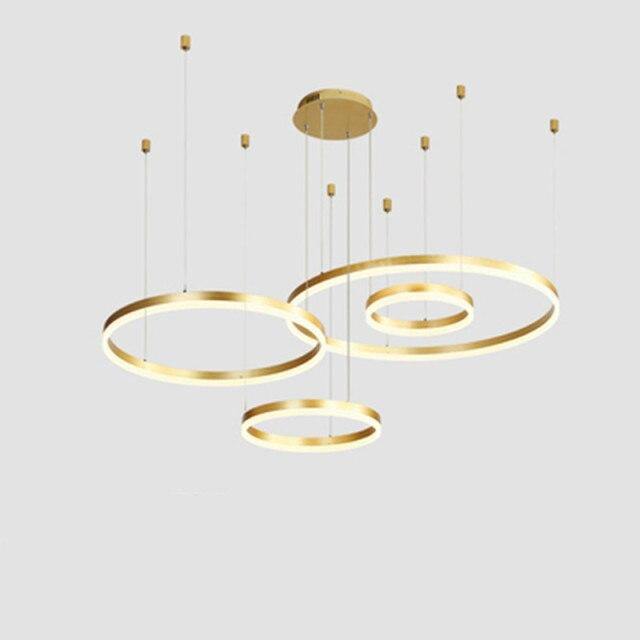 Lámpara de araña circular LuxeGlow, aluminio, de 2 a 4 anillos, 3 acabados