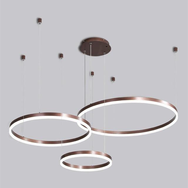 Lámpara de araña circular LuxeGlow, aluminio, de 2 a 4 anillos, 3 acabados