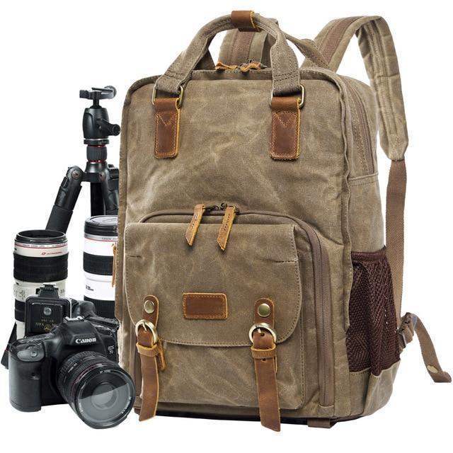 NovaVoyage DSLR Camera Backpack In Waterproof Waxed Canvas
