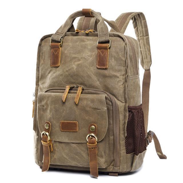 NovaVoyage DSLR Camera Backpack In Waterproof Waxed Canvas